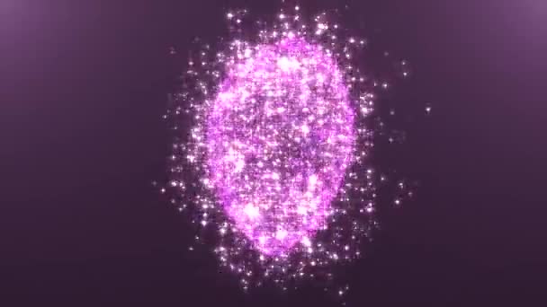 Pink particles heart rotation animation. — Stock Video