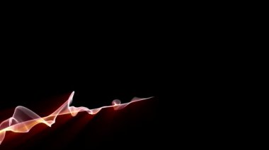 Neon parçacıkların canlandırılması ve siyah arkaplanda dalgalanma.