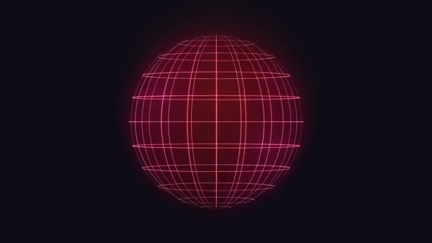 赤い線で回転する球体のアニメーション. — ストック動画