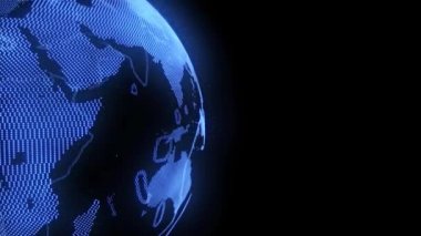 Siyah bir arkaplanda Dijital mavi gezegen Dünya.
