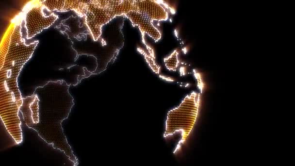 Planeta Tierra naranja digital sobre fondo negro. — Vídeo de stock