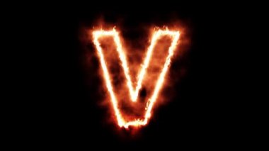 Siyah arkaplanda V harfini yakma canlandırması.