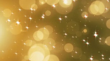 Altın rengi parlak parçacıklar bokeh animasyonu.