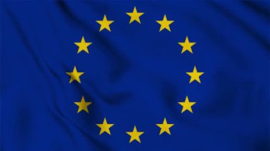 Avrupa Birliği döngü animasyonunun dalgalı bayrağı.