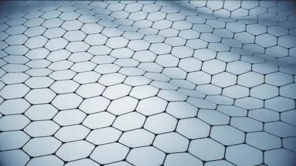 Vit geometrisk hexagon flytta abstrakt futuristisk bakgrund. — Stockvideo