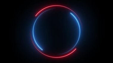 Siyah bir arka planda renkli dairesel enerji. Neon daire ışıkları.