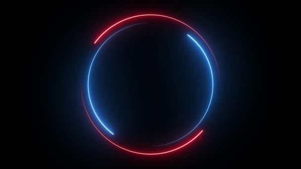 Animované Barevné Kruhové Energie Černém Pozadí Neonový Kruh — Stock video
