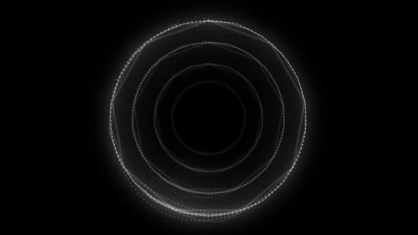 Abstract White Audio Ring Equalizer Black Background Audio Spectrum Simulation — 비디오