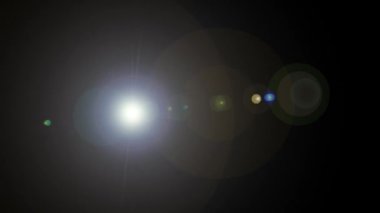 White elegant abstract optical flares effect. Optical flare moving on black background.