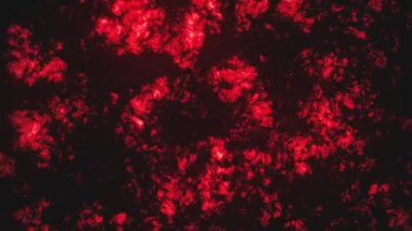 Bulut ateşi soyut animasyon. Alevli bulutların üzerinde hareket eden kamera.