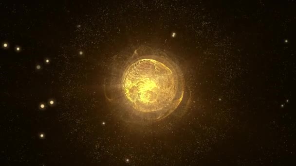 Gold Sphere Abstract Animation Particles Background Energy Plasma Ball Black — ストック動画