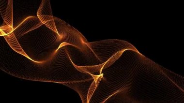Abstract orange color particles wave. Motion animation background.