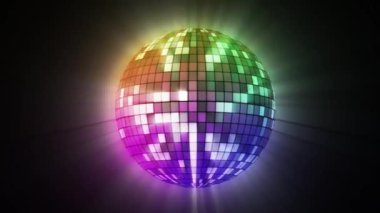 Siyah arkaplan üzerindeki Neon Disko topu soyut nesne canlandırması.