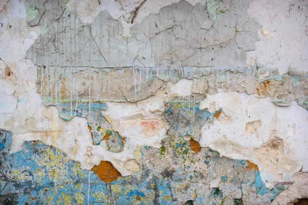 Empty old walls. Shabby facade of a building. 