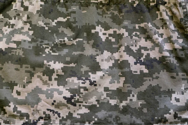 Askeri kamuflaj kumaşı, arka plan dokusu. Dijital kamuflaj deseni. Orman kamuflaj dokusu. Kamuflaj şablonu. Orman dokusu renkleri.