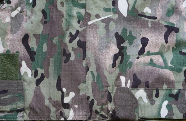 伪装军队的军事结构 带有口袋的元素 伪装图案背景 森林纹理颜色 — 图库照片