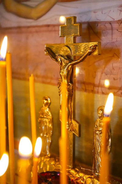 Memoria Los Muertos Las Velas Arden Candelero Conmemorativo Iglesia Ortodoxa — Foto de Stock