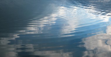 No focus photo is reflection of the sky in the lake, blurred lake