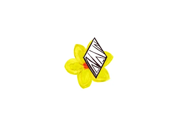 Watercolor Yellow Flower Geometric Shape — Foto Stock