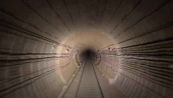 Vista Largo Del Túnel Del Metro Desde Cabina Del Conductor — Vídeo de stock