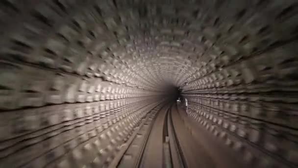 Pohled Podzemním Tunelem Kabiny Strojvedoucího — Stock video