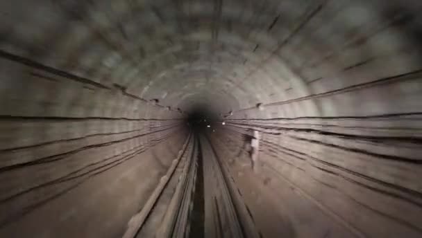 Utsikt Längs Tunnelbanetunneln Från Förarhytten — Stockvideo