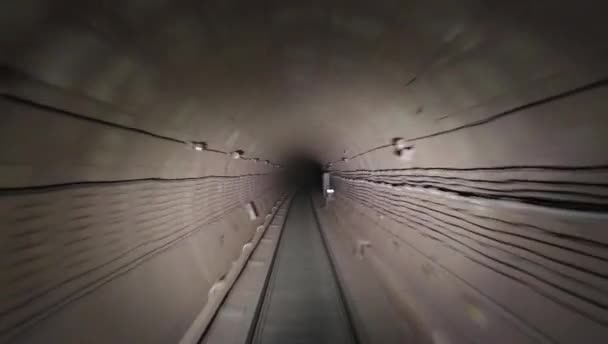 View Subway Tunnel Train Driver Cabin — Stock Video