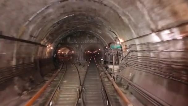 View Subway Tunnel Train Driver Cabin — Stock Video
