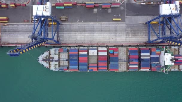 Bovenaanzicht Containerschip Haven Van Port Louis Mauritius — Stockvideo