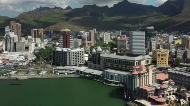 Pemandangan Udara Waterfront Port Louis Pulau Mauritius — Stok Video