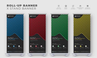 Modern iş rulo ya da sergi x standı pankart tasarım şablonu çekin