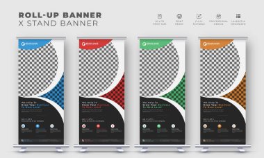 Modern iş rulo ya da sergi x standı pankart tasarım şablonu çekin
