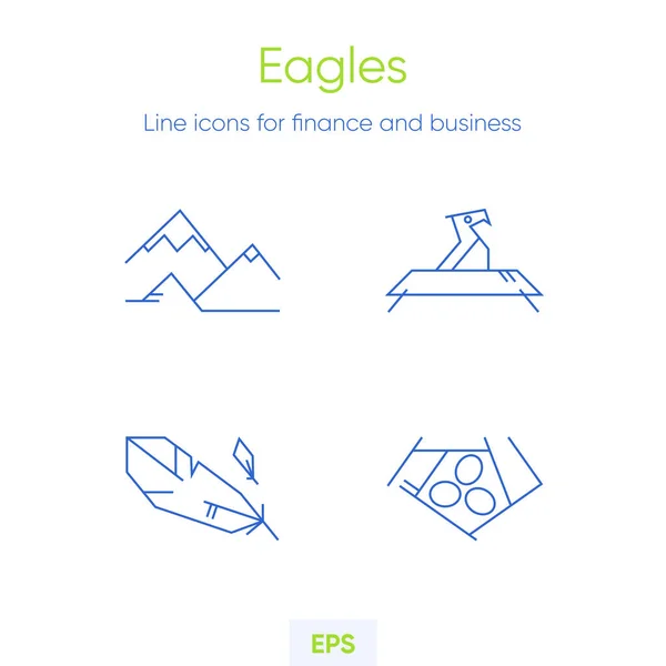 Eagles, Hawks, Falcons ikonu hazır. Hayvan temalı çizgi simgeleri. Monolin vektöründe minimalist stil. Soyut Siluet Şahin Kartal Logo Vektör Şablonu.
