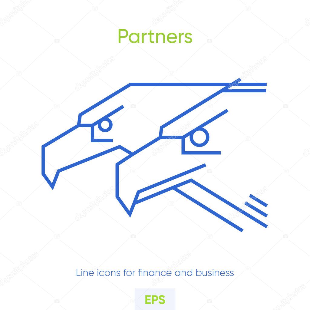Eagles, Hawks, Falcons head, icon set. Animal themed line icons. Minimalist style in monoline vector. Abstract Silhouette Falcon Eagle Logo Vector Template.