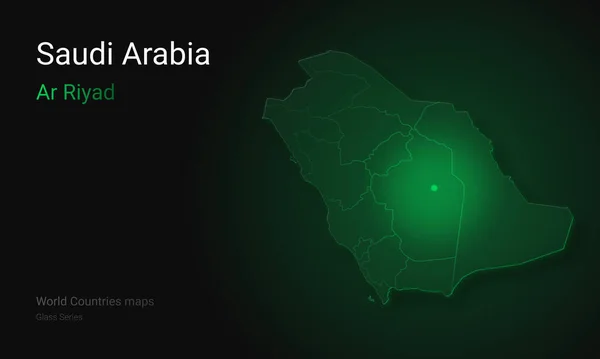 Suudi Arabistan 'ın yaratıcı haritası. Politik harita. Ar Riyad. Riyad. Suudi Arabistan 'ın başkenti. Dünya Ülkeleri Cam Serisini Haritalıyor