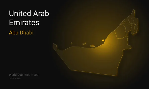 Birleşik Arap Emirlikleri 'nin yaratıcı haritası. Politik harita. Abu Dabi. Birleşik Arap Emirliklerinin başkenti. Dünya Ülkeleri Glass Serisini haritalar. BAE, Dubai