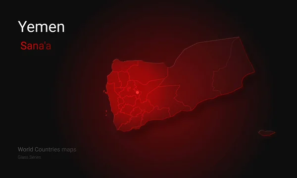 Yemen 'in yaratıcı haritası. Politik harita. Sana'a. Yemen 'in başkenti. Dünya Ülkeleri sınırları olan haritalar. Cam Serisi