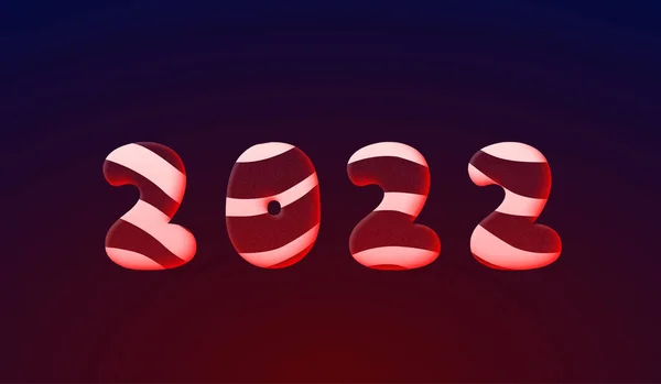 2022 Sweet, şeker mesajı. Noel alfabesi. Jöle etkisi. 3d metin tarzı efekti. Yeni Yıl