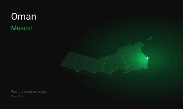 Umman 'ın yaratıcı haritası. Politik harita. Muscat. Katar 'ın başkenti. Dünya Ülkeleri sınırları olan haritalar. Cam serisi. Arap Yarımadası. Umman Sultanlığı