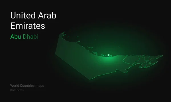 Creative map of United Arab Emirates. Political map. Abu Dhabi. Capital of United Arab Emirates. World Countries maps Glass Series. UAE, Dubai