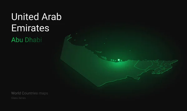 Birleşik Arap Emirlikleri 'nin yaratıcı haritası. Politik harita. Abu Dabi. Birleşik Arap Emirliklerinin başkenti. Dünya Ülkeleri Glass Serisini haritalar. BAE, Dubai