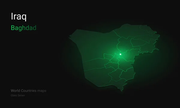 Irak 'ın yaratıcı haritası. Politik harita. Irak 'ın Bağdat başkenti. Dünya Ülkeleri sınırları olan haritalar. Cam izometrik seriler. Ayarla