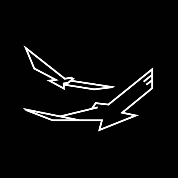 Eagles Hawks Falcons Ikona Nastavena Ikony Linie Zvířecích Motivů Minimalistický — Stockový vektor