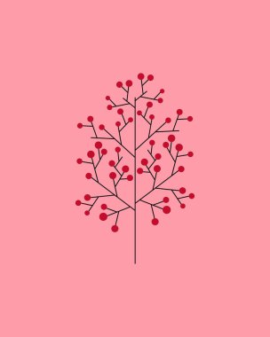 Renkli arkaplanda izole edilmiş çizgi film tarzı ağaç illüstrasyonu tasarım ögesi olarak kullanılabilir