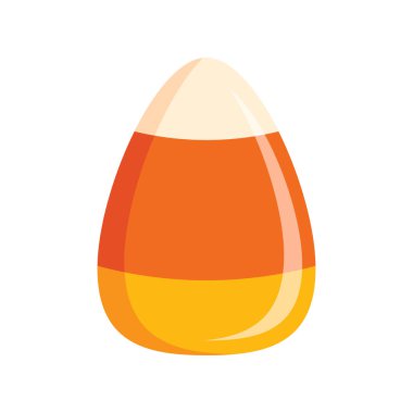 Bir Candy Corn tatlı yiyecek ikonu vektörü. Beyaz arka planda izole edilmiş popüler Cadılar Bayramı şeker ikonu vektörü