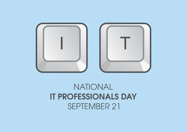 国家信息技术专业人员日病媒 键盘键图标向量隔离在蓝色背景上 9月21日 重要日子 — 图库矢量图片