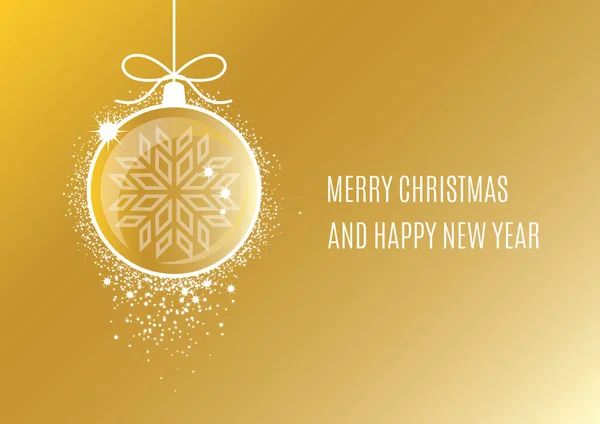 Feliz Natal Feliz Ano Novo Cartão Felicitações Douradas Com Vetor —  Vetores de Stock