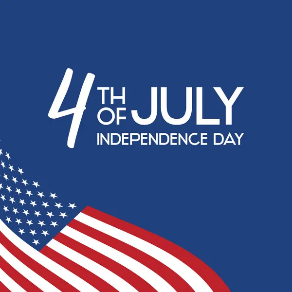 Julho Cartaz Dia Independência Com Vetor Bandeira Americana Estados Unidos — Vetor de Stock