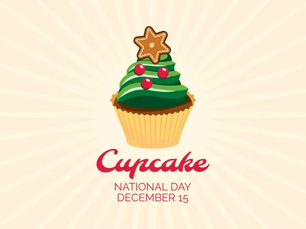 Día Nacional Magdalena Diciembre Ilustración Vectorial Árbol Navidad Decorado Cupcake — Archivo Imágenes Vectoriales