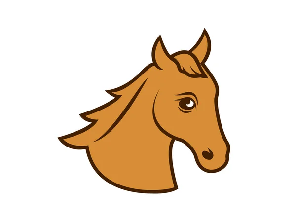 花哨的棕色马头图标矢量 美丽的轮廓棕色的马的头矢量 在白色背景上孤立的简单的马头图标 — 图库矢量图片